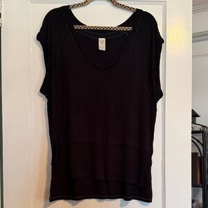 Free People Black Short Sleeve Top